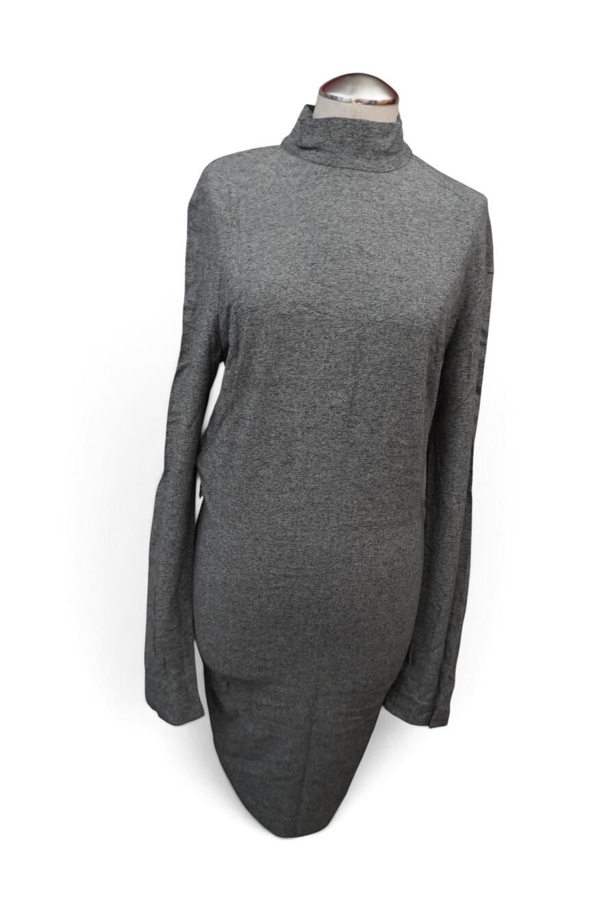 Richard Tyler Collection Turtleneck Sweater Dress 8 Gray Heather Wool Designer